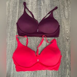 Victoria's Secret Purple and Hot Pink Wireless Bras Seamless Comfort